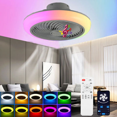Ventilador de techo LED RGB con Bluetooth de 50W, ventilador de techo con circulación de aire, luz de techo redonda regulable