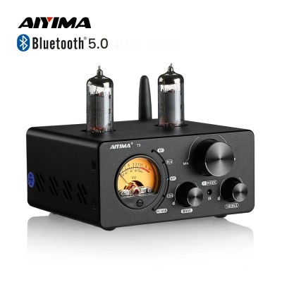 AIYIMA-Amplificador DE tubo de vacío T9, HiFi, Bluetooth 5,0, USB, DAC, estéreo, coaxial, OPT, VU, medidor, altavoz