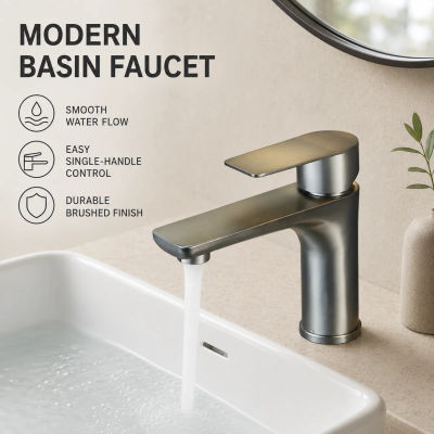 Grifo de acero inoxidable para lavabo, con agua fría y caliente, para uso doméstico en el baño, lavabo para mueble de baño, mezclador para lavabo.