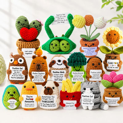 Muñeco de Ganchillo Hecho a Mano con Forma de Patata de Energía Positiva, Mini Muñeco de Animal de Peluche Divertido, Regalo de Lana para Amigos o Seres Queridos, Planta de Apoyo Emocional