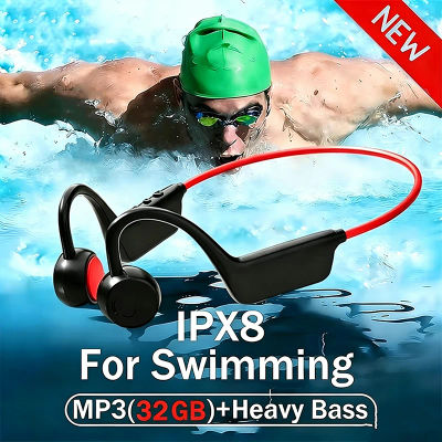 Auriculares de Conducción Ósea Inalámbricos para Natación, Auriculares Deportivos IPX8 Bluetooth 5.4 con Micrófono, Resistentes al Agua, para Ejercicio y Fitness 2026