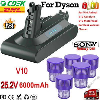 Batería para Dyson V10 SV12, para Dyson Cyclone Batería de repuesto 25.2V V10 Animal V10 Absolute V10 Fluffy V10 Motörhead V10 Total Clean Aspiradora Dyson, 6000mAh 88.2Wh