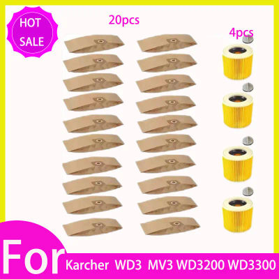 Bolsa de polvo de repuesto, filtro Hepa para Karcher WD3 Premium WD3200 WD 3300 MV3, accesorios A2004 A2054, repuestos de aspiradora