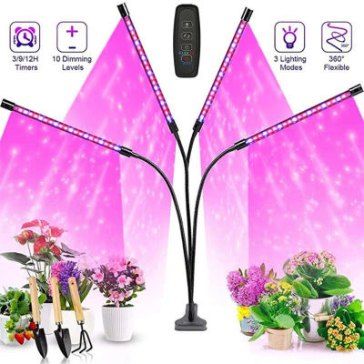 Luz LED USB para cultivo de plantas, jardín interior, 10 niveles regulables, luz de cultivo, temporizador de espectro completo, ajuste de invernadero hidropónico 3H/9H/12H