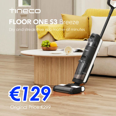 Aspiradora y Lavadora de Pisos Tineco Floor One S3 Breeze, Mopa Eléctrica Inalámbrica para Limpieza en Seco y Húmedo, Electrodoméstico Inteligente con Autolimpieza