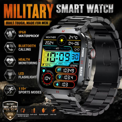 Reloj Inteligente Deportivo para Exteriores 2026, Luz LED de Muñeca, Monitorización del Sueño, Pantalla a Color de Alta Definición, Llamadas Bluetooth, para Hombre