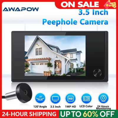 Awapow Cámara de puerta digital con visor de mirilla y timbre de 3,5 pulgadas 120 ° LCD 2 millones de píxeles HD ojo de gato timbre de puerta monitor al aire libre