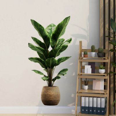 1 unidad de pegatinas de decoración de pared de plantas en macetas de plantas verdes de simulación para paredes de sala de estar y dormitorio