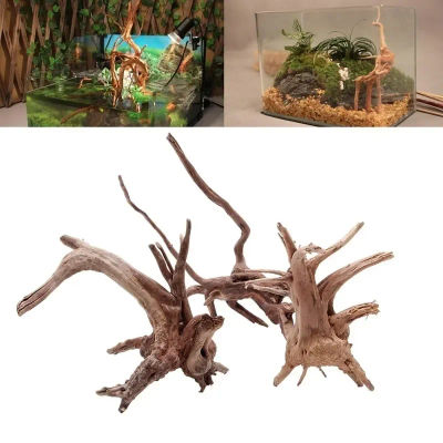 Tronco de árbol Natural de madera de deriva para acuario, tanque de peces, cilindro de reptiles, raíces, planta de madera, adorno de decoración, accesorio de plantas de acuario
