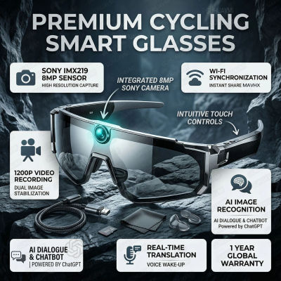 Gafas Inteligentes con IA para Deportes al Aire Libre, Cámara de Video 1200P, WiFi, Traducción, Llamadas Bluetooth, Lentes Polarizadas, Antivibración, para Conducir