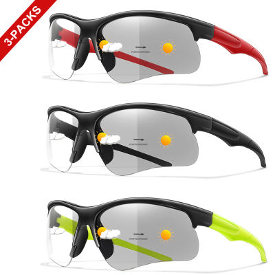 3 pares de gafas de sol fotocromáticas para ciclismo para hombres y mujeres, gafas de medio marco para deportes al aire libre, gafas para correr, senderismo y conducir