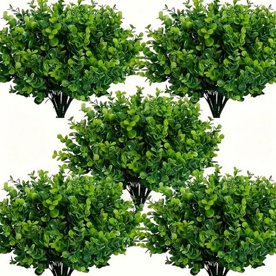 Arbustos de boj artificiales resistentes a los rayos UV, plantas artificiales, hojas de eucalipto para Patio al aire libre, hogar, boda, decoración de jardín