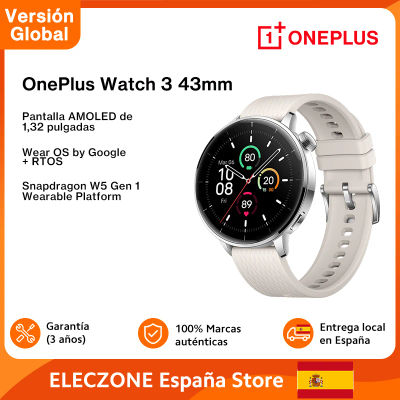 Versión global OnePlus Watch 3 Smartwatch de 43 mm Pantalla AMOLED de 1,32 pulgadas Hasta 60 horas de duración de la batería Wear OS by Google GPS NFC