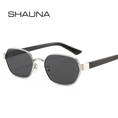 SHAUNA Gafas de sol cuadradas de metal poligonales retro para mujer, gafas de sol con gradiente de moda UV400 para hombre, gafas de sol de tendencia