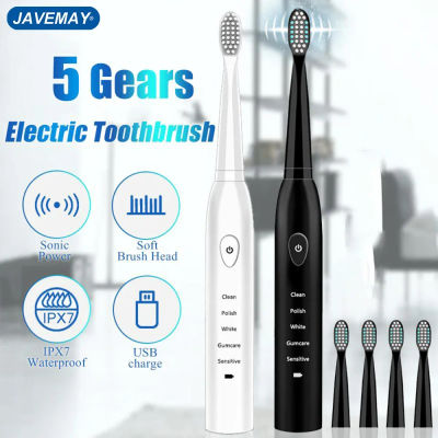 Potente cepillo de dientes eléctrico sónico ultrasónico, cepillo de dientes recargable con carga USB, cepillo de dientes electrónico lavable para blanquear los dientes J110