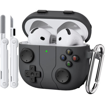 Funda de juego clásica para Apple Airpods 4, funda divertida de silicona suave con Kit de limpieza para AirPods 4, funda con llavero