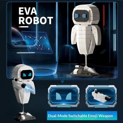 Kit de Montaje de Robot de Partículas Pequeñas Wall.E Eve, Figura de Acción, Juguete Educativo para Niños, Coleccionable, Sin Efectos Especiales