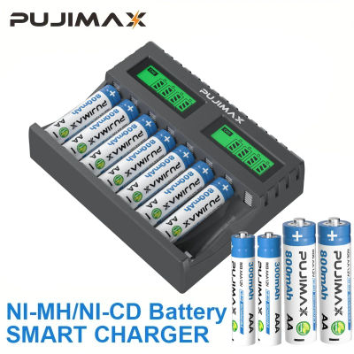 Cargador de batería inteligente PUJIMAX de 8 ranuras para baterías recargables AA/AAA Ni-MH de 1,2 V cargador de batería de carga independiente