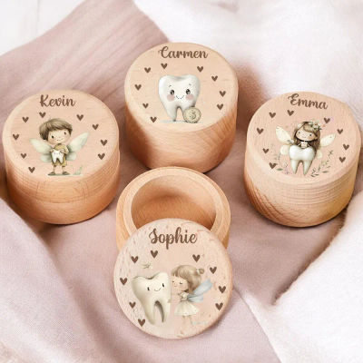 Caja de dientes de madera con nombre personalizado, caja de colección de rizos de cordón Umbilical de recuerdo, regalo para Baby Shower, regalos de cumpleaños