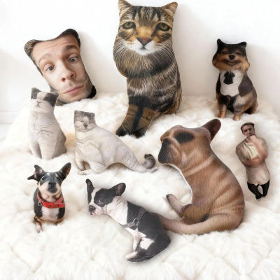 Almohada Personalizada para Mascotas - Almohadas Personalizadas con Fotos Divertidas de Perros y Gatos - Almohada de Peluche Personalizada Sin Borde Blanco
