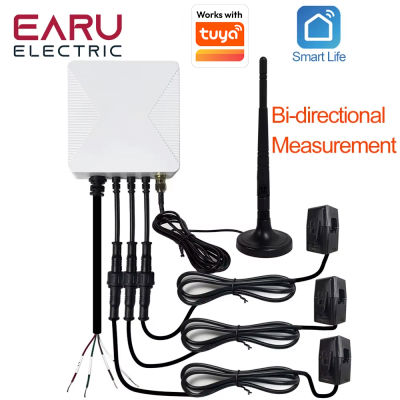 Medidor de Energía Solar Fotovoltaica EARU Monofásico y Trifásico, Inteligente, WiFi, Tuya, Bidireccional, con Monitor de Corriente, Voltaje y kWh, 3 Abrazaderas CT