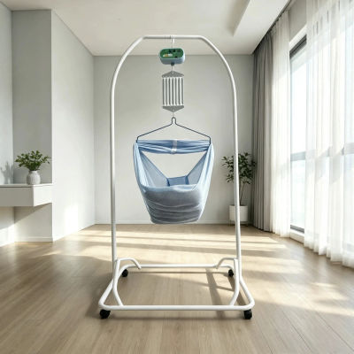 Hamaca de Balancín Eléctrica Automática para Bebés con Soporte, Cuna de Malla Transpirable para Dormir, Balancín con Cojín