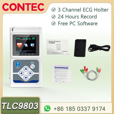 CONTEC-Sistema de Monitor de ECG dinámico, 3 CANALES, ECG Holter EKG Holter, 24 horas de grabación TLC9803