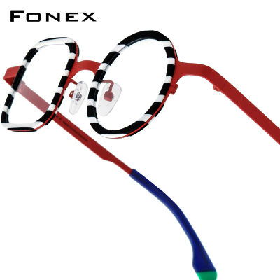 Montura de gafas FONEX de acetato de titanio para mujer, nuevo diseño de marca de moda, gafas redondas cuadradas, gafas japonesas para hombre 85886