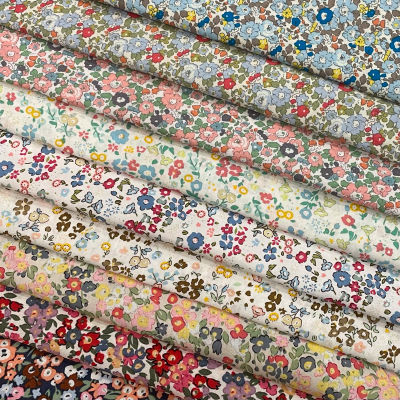 Tela de popelina de algodón de 145x50cm, diseño floral pastoral 40S, para niños, bebés, costura, vestidos, faldas, bricolaje, patchwork hecho a mano