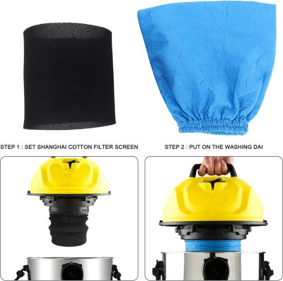 Bolsas de Filtro Textiles, Filtro de Espuma Húmedo y Seco para Aspiradoras Karcher MV1 WD1 WD2 WD3, Repuestos para Aspiradoras