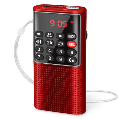 Mini Radio FM portátil, altavoz incorporado, grabadora, batería recargable, modo de reposo largo, señal fuerte, Radios Walkman MP3 de mano