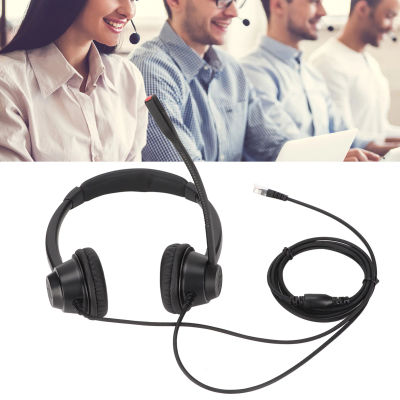Auriculares telefónicos RJ9, auriculares binaurales con cable y cancelación de ruido para teléfono móvil con micrófono para teléfono VOIP, auriculares para teléfono fijo