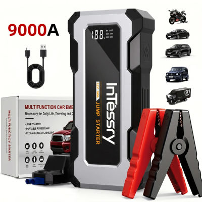 Arrancador de Coches de 12V, Arrancador de Coches Portátil, Pico de 9000A, Potenciador de Batería de Coche, Banco de Energía de 26800mAh para Teléfono, Cargador Rápido, Luz LED, Pantalla Digital LCD