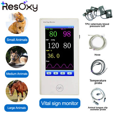 Monitor de Signos Vitales Veterinarios Resoxy, NIBP, SPO2, TEMP, PR, Multiparámetros, para Suministros y Accesorios Médicos Veterinarios
