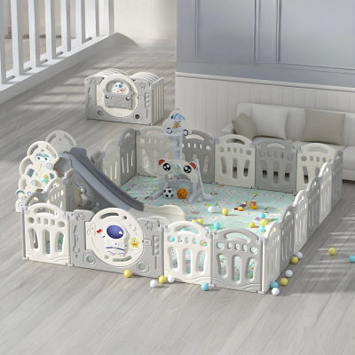 Parque de juegos para bebés, corralito multifuncional con diseño de astronauta, parque de atracciones para niños con tobogán