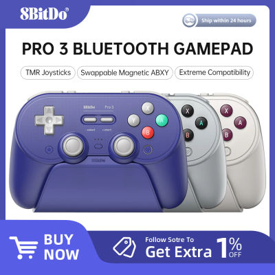Control de Juego Inalámbrico 8BitDo Pro 3 Bluetooth con Joysticks TMR para NS Nintendo Switch 2, PC Windows, ANDROID, iOS