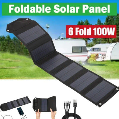 Panel Solar Plegable de 4, 5 y 6 Pliegues, Cargador Portátil USB de 5V, Impermeable, para Exteriores y Camping, para Teléfono y Banco de Energía