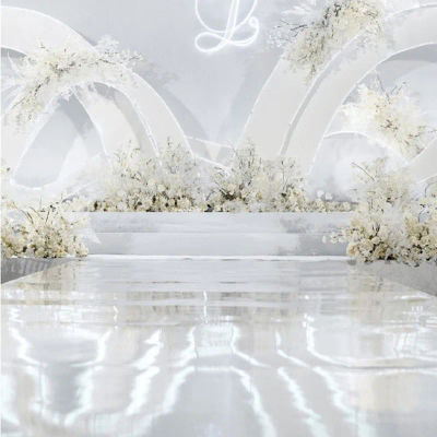 Alfombra Espejada Blanca para Centro de Mesa de Boda, Pasillo de 1m, 1.2m, 1.5m, 2m de Ancho, Ideal para Decoración de Escenarios y Fiestas
