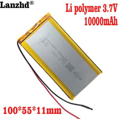 1-10 Uds. Baterías de polímero de litio de 3,7 V, 10Ah, 11x55x100mm, batería de litio para tableta, altavoces Bluetooth, DVD 1155100