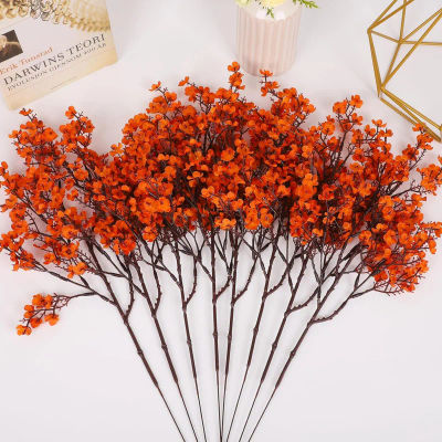 3 flores artificiales transpirables para bebé, plantas de seda para decoración de otoño y Halloween, decoraciones estacionales perfectas para el hogar