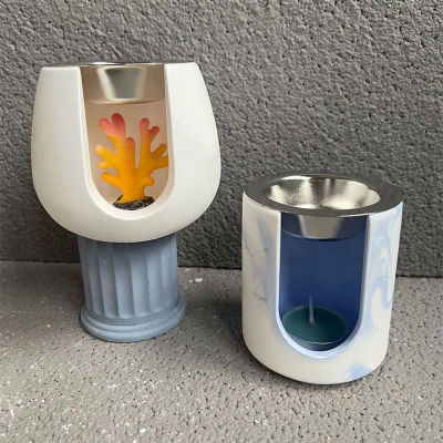 Portavelas de cera de aceite esencial DIY, molde redondo para horno de fusión de cera, difusor de yeso, planta hidropónica, maceta, molde de silicona