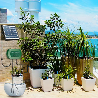 Sistema de riego Solar para casas de jardín, Kit de riego por goteo para plantas en macetas, sistema de riego automático para balcones