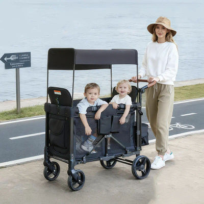 Cochecito Doble para Bebés 2 en 1, Plegable y Ligero, Convertible en Carrito de Camping, Ideal para Viajes y Paseos al Aire Libre