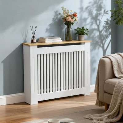 Mueble Moderno de Madera para Cubrir Radiadores, de Pared, con Listones Verticales, para Decoración del Hogar