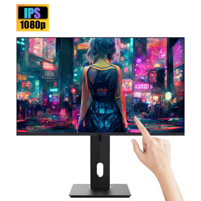 Monitor táctil FYHXele de 27 pulgadas, 1K, 60 Hz, IPS, amplia gama de colores, para oficina, computadora de escritorio, 10 puntos táctiles, elevable, giratorio, HDMI