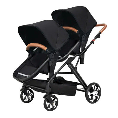 Cochecito Doble Multifuncional para Bebés Gemelos, Puede Sentarse y Recostarse, Cochecito Doble con Amortiguador, Plegable, Carrito para Niños