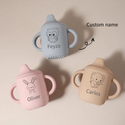 Taza para sorber de silicona con patrón de nombre personalizado, taza para bebés/niños pequeños, botella de agua personalizada, 1 ud.