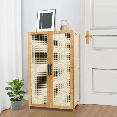 Zapatero de 6 Niveles con 2/3 Puertas, Mueble para Guardar Zapatos en Color Madera para Entrada/Dormitorio/Sala de Estar
