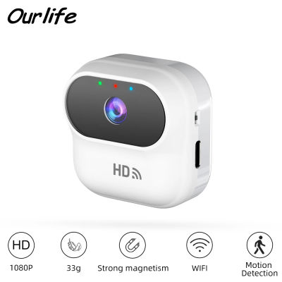 Ourlife A800 Mini cámara 1080P WiFi cámara de seguridad inteligente para el hogar Monitor videocámaras cámara de videovigilancia con seguimiento de movimiento