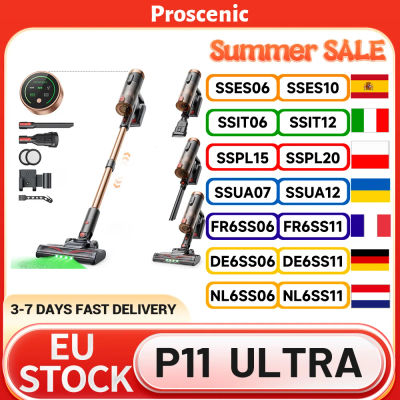 Aspiradora Inalámbrica Proscenic P11 Ultra, Succión de 40kPa, Luz LED Verde, 40 Minutos de Autonomía, Cepillo Anti-Enredos, Filtración de 4 Capas